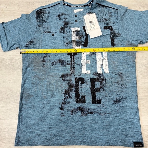 Projek Raw Cotton Graphic Print Short Sleeve Henley Shirt Size XXL Sky Blue NWT - Picture 11 of 17